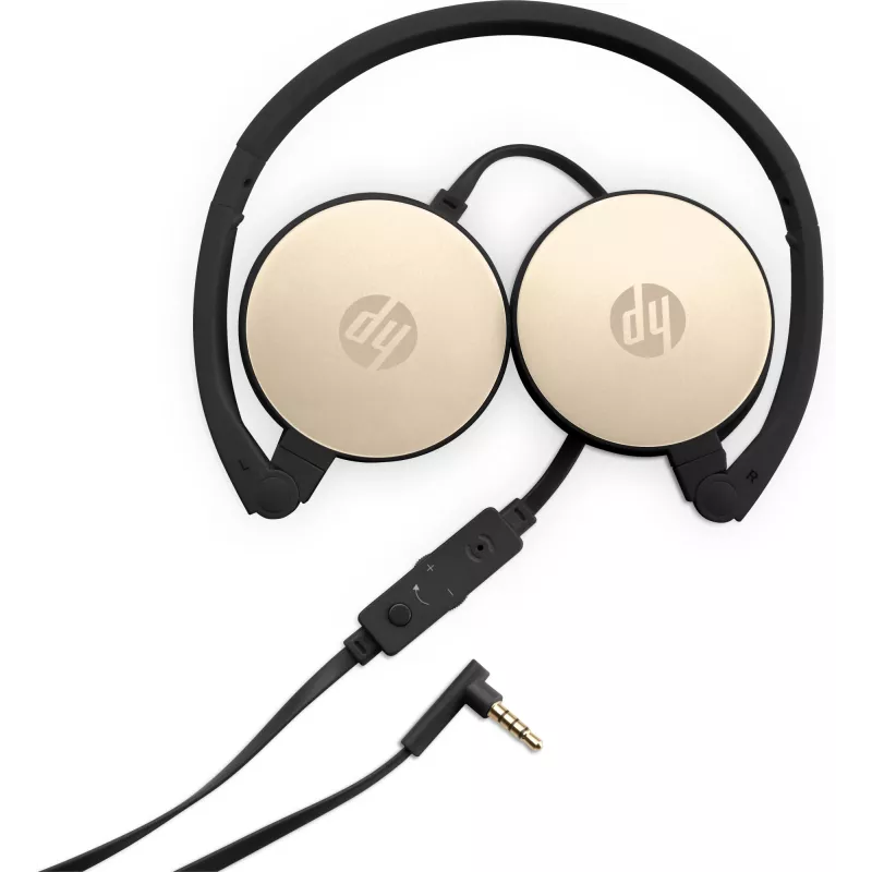 HP Stereo ausinės H2800 (juodos su šilkiniu auksu), laidinės, skambučiams / muzikai, 125 g, ausinės, juoda, auksinė