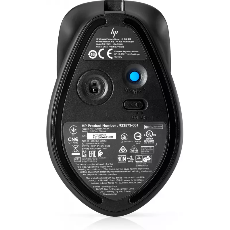 “HP ENVY Rechargeable pelė 500”, abiem rankoms tinkama, lazeris, RF belaidis, 1600 DPI, juoda, pilka