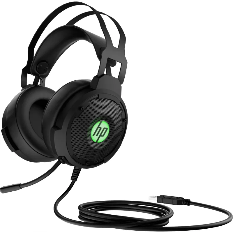 HP Pavilion Gaming Headset 600, laidinis, žaidimams, 360 g, ausinės, juoda, žalia