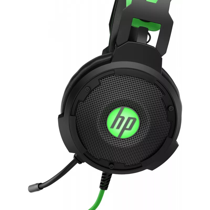 HP Pavilion Gaming Headset 600, laidinis, žaidimams, 360 g, ausinės, juoda, žalia