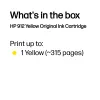 HP 912 Geltona Originali rašalo kasetė, Geltonas, 1 vnt., 315 puslapių