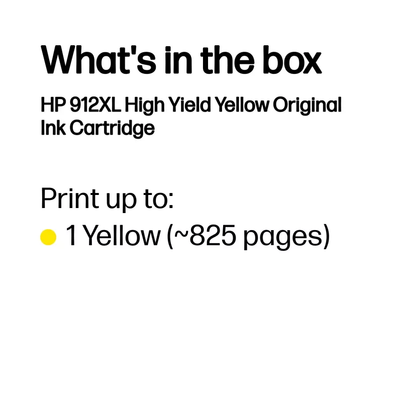 HP 912XL didelio našumo geltonas Originalius rašalo kasetė, geltona, 1 vnt., 700 puslapių
