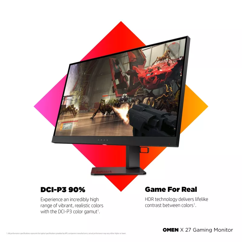 HP OMEN X 27 kompiuterio monitorius 68,6 cm (27 col.) 2560 x 1440 pikseliai Quad HD Juoda (atnaujinta prekė)