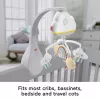 Fisher-Price Rainbow Showers Bassinet to Bedside Mobile, lovytė, garsas, naktinė lemputė, integruotas laikmatis, audinys, plastikas