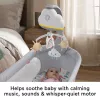Fisher-Price Rainbow Showers Bassinet to Bedside Mobile, lovytė, garsas, naktinė lemputė, integruotas laikmatis, audinys, plastikas