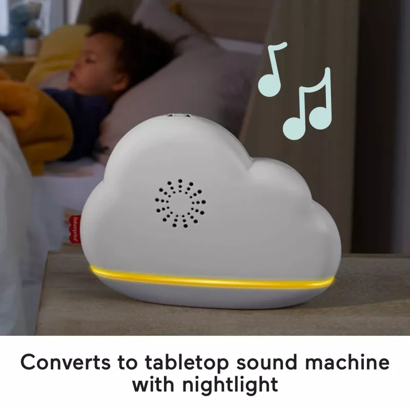 Fisher-Price Rainbow Showers Bassinet to Bedside Mobile, lovytė, garsas, naktinė lemputė, integruotas laikmatis, audinys, plastikas