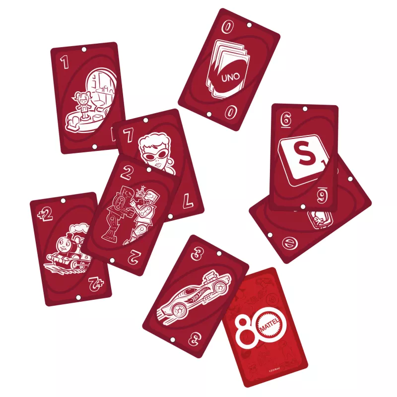UNO Mattel 80-osios metinės Rubino Raudonumo kortų žaidimas vaikams ir šeimos vakarui