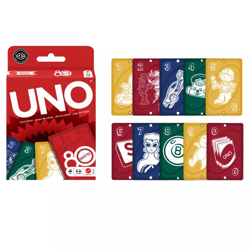 UNO Mattel 80-osios metinės Rubino Raudonumo kortų žaidimas vaikams ir šeimos vakarui
