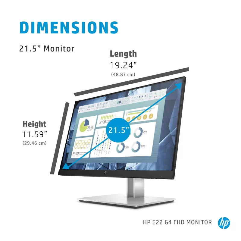 HP E-Series E22 G4 kompiuterio monitorius 54,6 cm (21,5 colio) 1920 x 1080 pikselių Full HD LCD juodas, sidabrinis