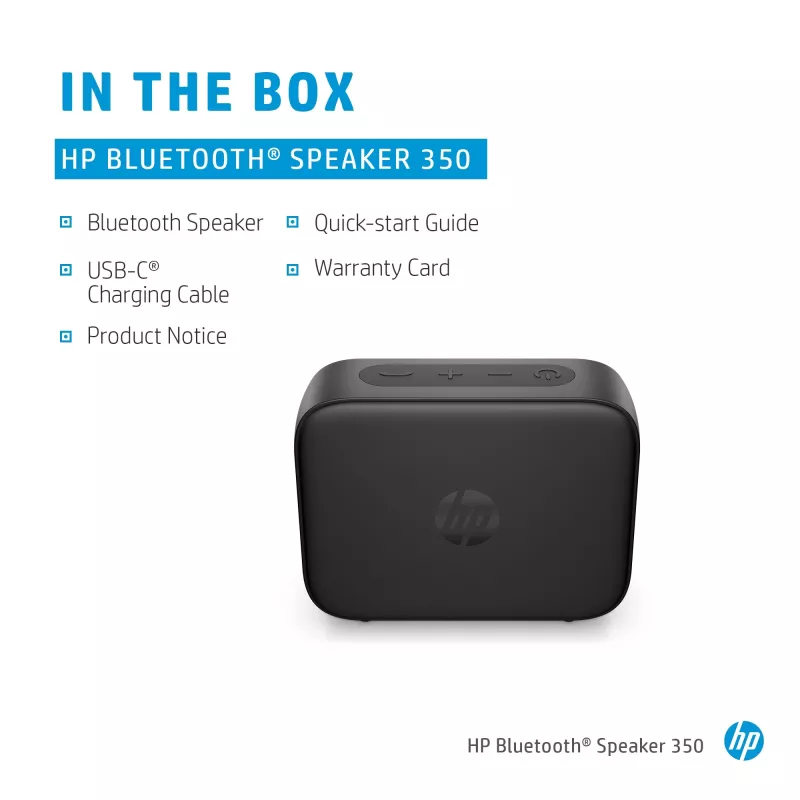 HP Juoda Bluetooth Speaker 350, Wireless, USB Type-C, Mono portable speaker, Juoda, Rectangle, Buttons