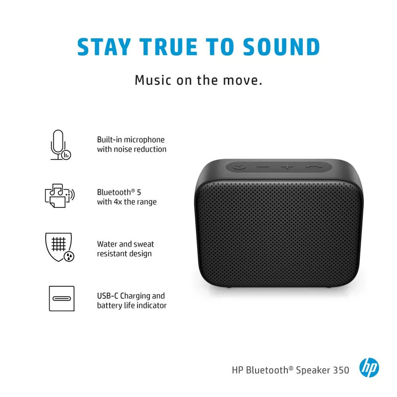 HP Sidabrinė Bluetooth Speaker 350, belaidis, balta, universali, integruota baterija, 180 g, 78,5 mm