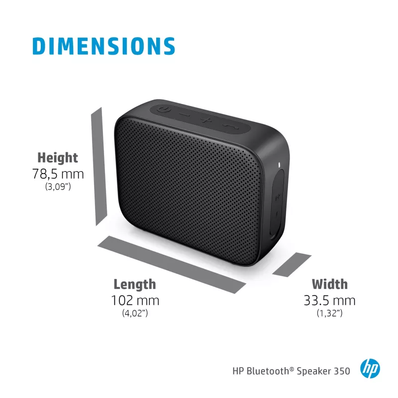 HP Sidabrinė Bluetooth Speaker 350, belaidis, balta, universali, integruota baterija, 180 g, 78,5 mm