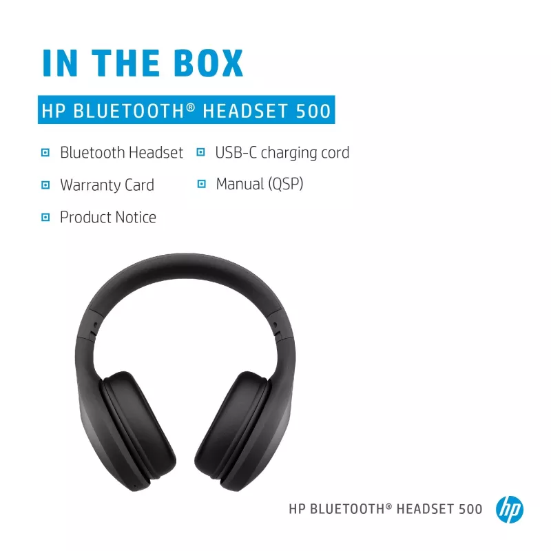 HP Bluetooth Headset 500, belaidis, 220 g, ausinės, juoda
