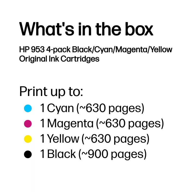HP 953 4 vnt. pakuotėje Juoda/Žydra/Purpurinė/Geltona Originalios rašalo kasetės