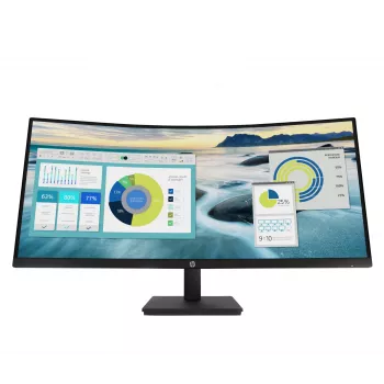 HP P34hc G4 WQHD USB-C lenktas monitorius, 86,4 cm (34 colių), 3440 x 1440 pikselių, Wide Quad HD, LCD, 5 ms, juodas