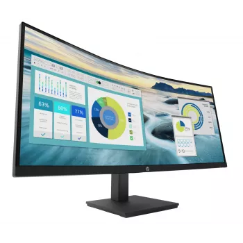 HP P34hc G4 WQHD USB-C lenktas monitorius, 86,4 cm (34 colių), 3440 x 1440 pikselių, Wide Quad HD, LCD, 5 ms, juodas