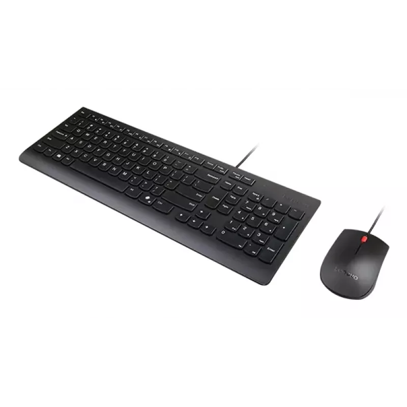 Laidinė pilno dydžio USB klaviatūros ir pelės rinkinys „Lenovo 4X31R64409“ — 100% išdėstymas, 1,8 m laidas, juoda, daniška