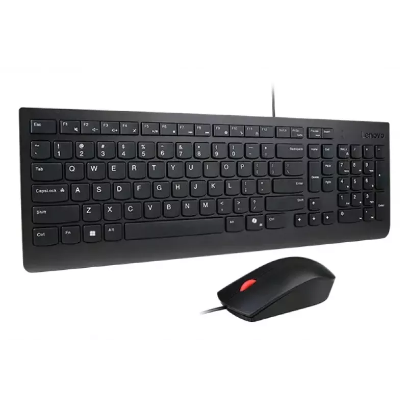 Laidinė pilno dydžio USB klaviatūros ir pelės rinkinys „Lenovo 4X31R64409“ — 100% išdėstymas, 1,8 m laidas, juoda, daniška