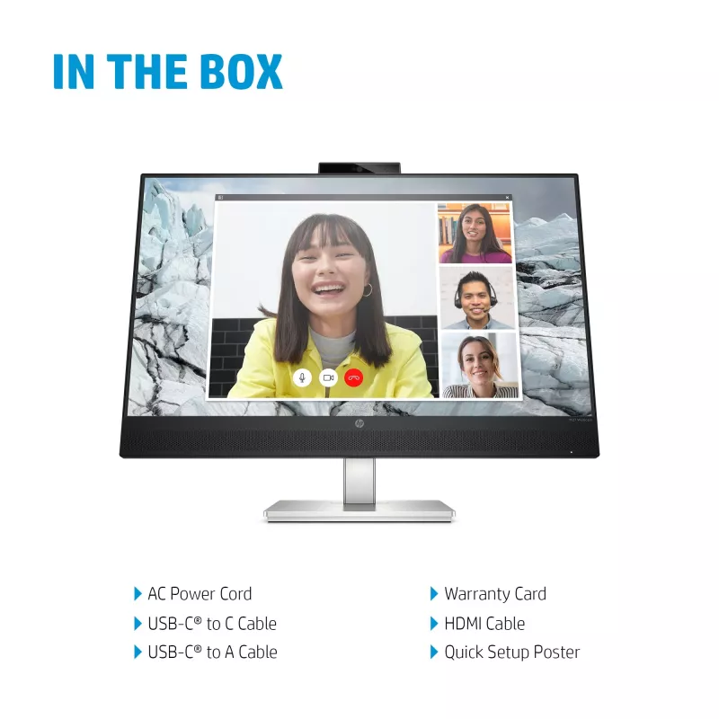 HP E27m G4 QHD USB-C konferencijų monitorius, 68,6 cm (27 coliai), 2560 x 1440 pikselių, Quad HD, LCD, 5 ms, juodas, sidabrinis