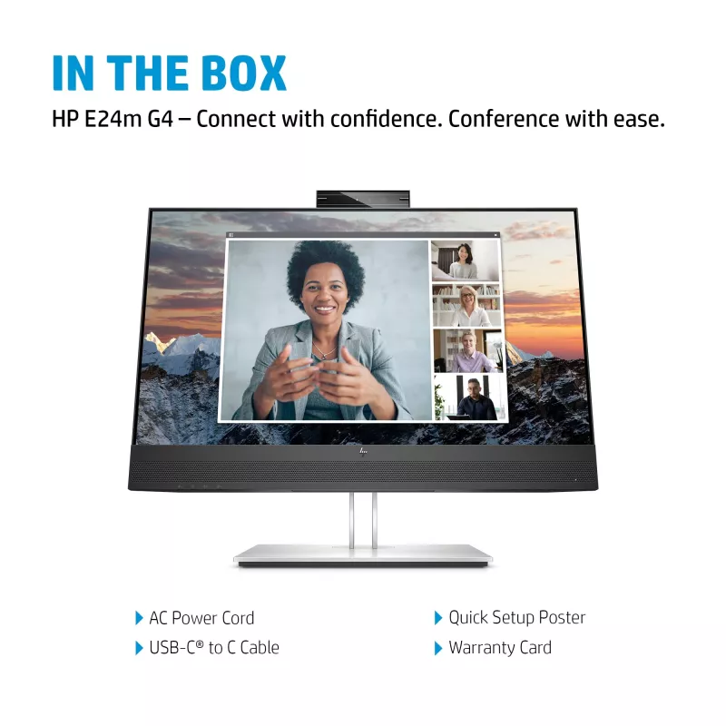 HP E24m G4 FHD USB-C konferencinis monitorius, 60,5 cm (23,8 colio), 1920 x 1080 pikselių, Full HD, LCD, 5 ms, juodas, sidabrinis