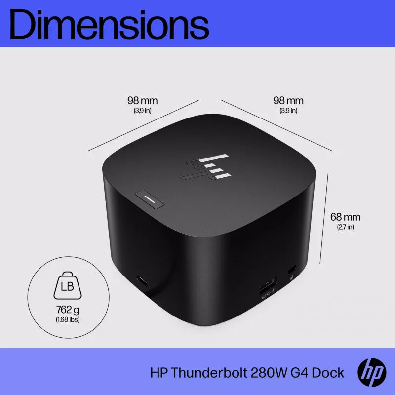 HP Thunderbolt Dock 280W G4 laidinė prijungimo stotelė Thunderbolt 4 juoda