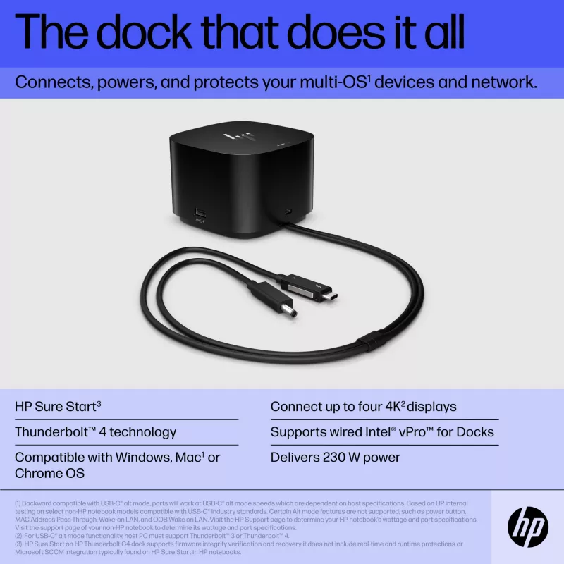 HP Thunderbolt Dock 280W G4 laidinė prijungimo stotelė Thunderbolt 4 juoda