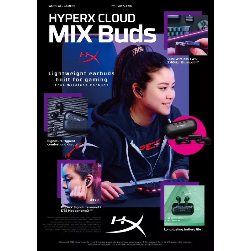 HyperX Cloud MIX Buds belaidės ausinės (juodos)