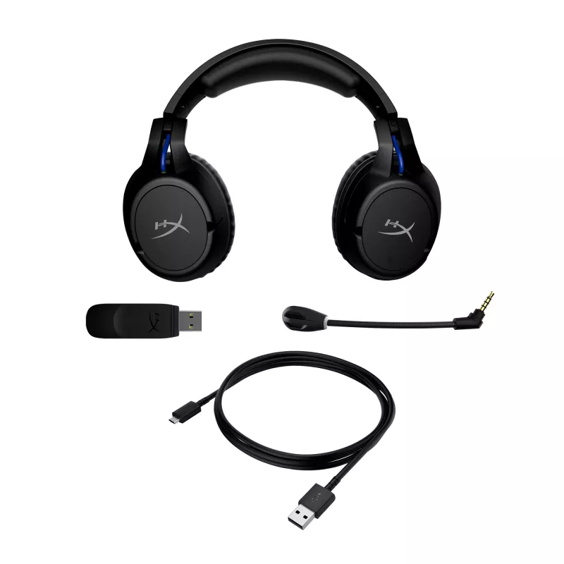 HyperX Cloud Flight – belaidės žaidimų ausinės (juoda-mėlyna) – PS5-PS4