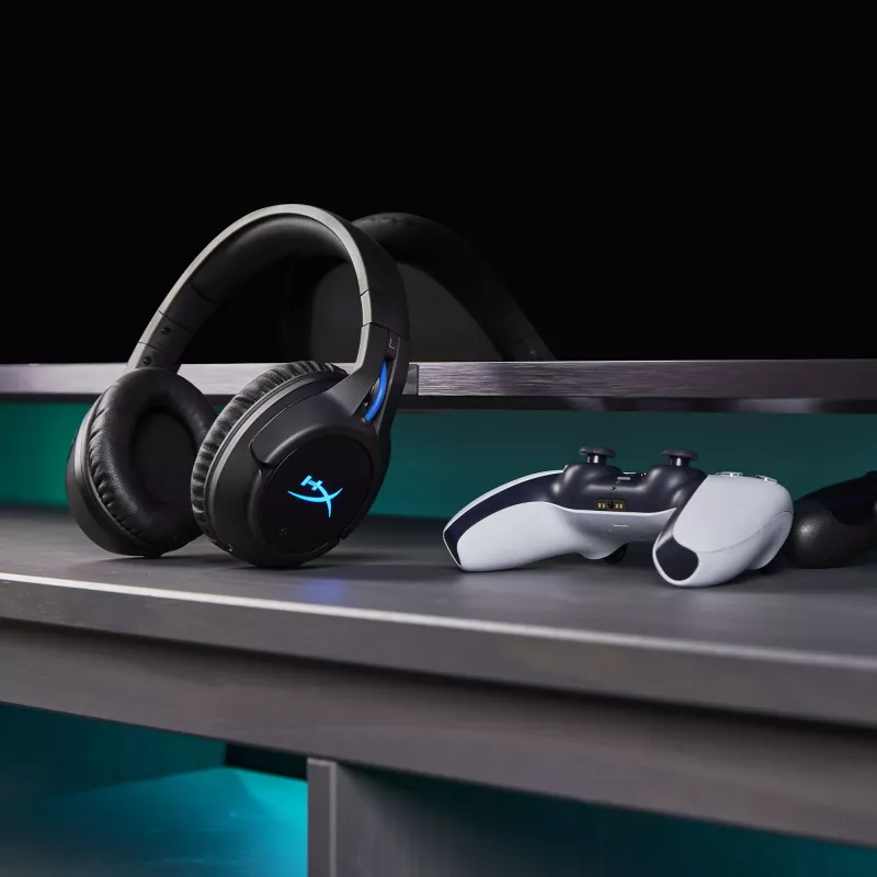 HyperX Cloud Flight – belaidės žaidimų ausinės (juoda-mėlyna) – PS5-PS4
