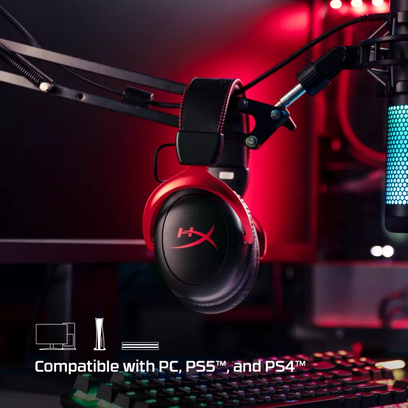 HyperX Cloud II Wireless - žaidimų ausinės (juoda-raudona)