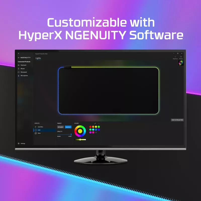 HyperX Pulsefire Mat – RGB žaidimų pelės kilimėlis – medžiaginis (XL)