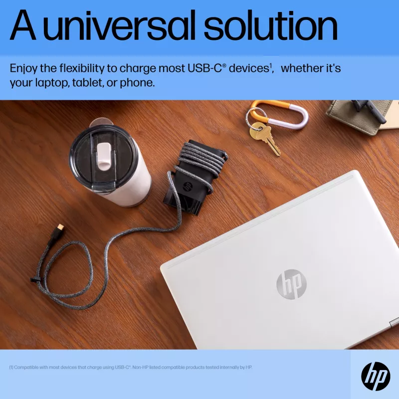 HP USB-C 65W nešiojamojo kompiuterio įkroviklis, Nešiojamas kompiuteris, Vidinis, 90 V, 65 W, 5 - 20 V, 1.6 A