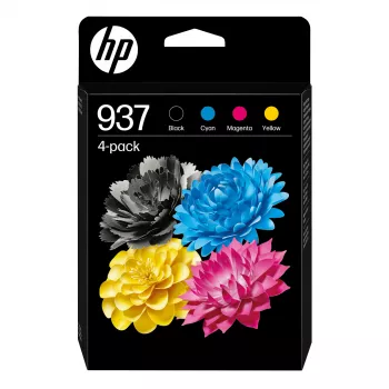 Rašalo kasetė HP 937 CMYK 4 vnt. pakuotė juoda žydra purpurinė geltona