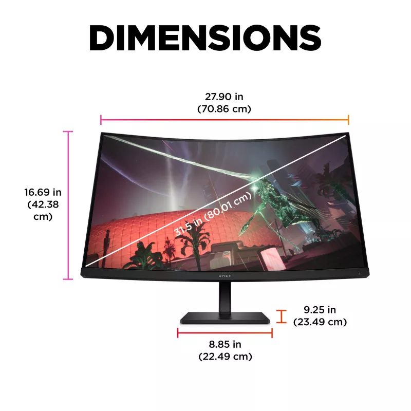 OMEN by HP 31,5 colio QHD 165 Hz lenktas žaidimų monitorius – OMEN 32c