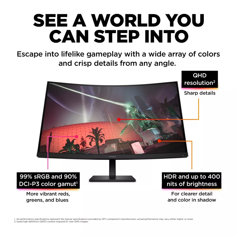 OMEN by HP 31,5 colio QHD 165 Hz lenktas žaidimų monitorius – OMEN 32c