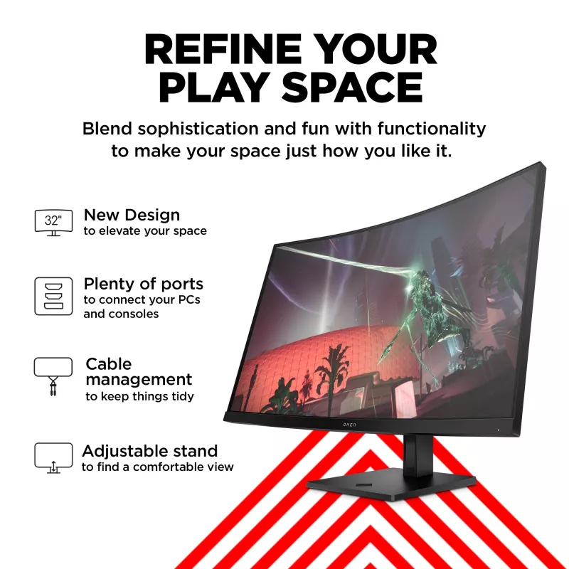 OMEN by HP 31,5 colio QHD 165 Hz lenktas žaidimų monitorius – OMEN 32c