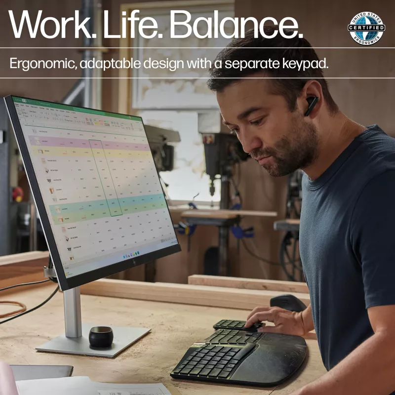 HP 965 ergonomiškas belaidis klaviatūra, pilno dydžio (100%), belaidis, RF belaidis + Bluetooth, membraninė, juoda