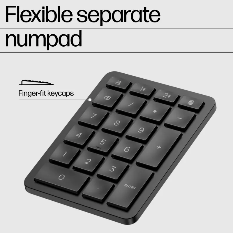 HP 965 ergonomiškas belaidis klaviatūra, pilno dydžio (100%), belaidis, RF belaidis + Bluetooth, membraninė, juoda
