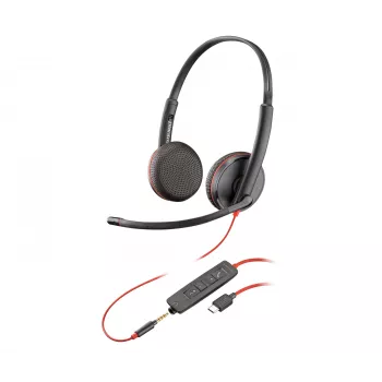 Ausinės POLY Juodawire C3225 Stereo USB-C laidinės biurui / skambučių centrui