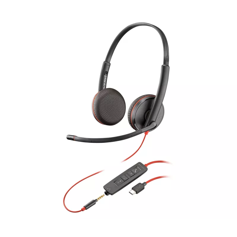 Ausinės POLY Juodawire C3225 Stereo USB-C laidinės biurui / skambučių centrui
