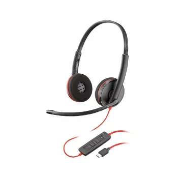 Ausinės POLY Juodawire C3220 Stereo USB-C su nešiojimo dėklu