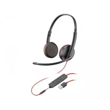 Ausinės POLY Juodawire 3225 Stereo USB-A laidinės biurui skambučių centrui