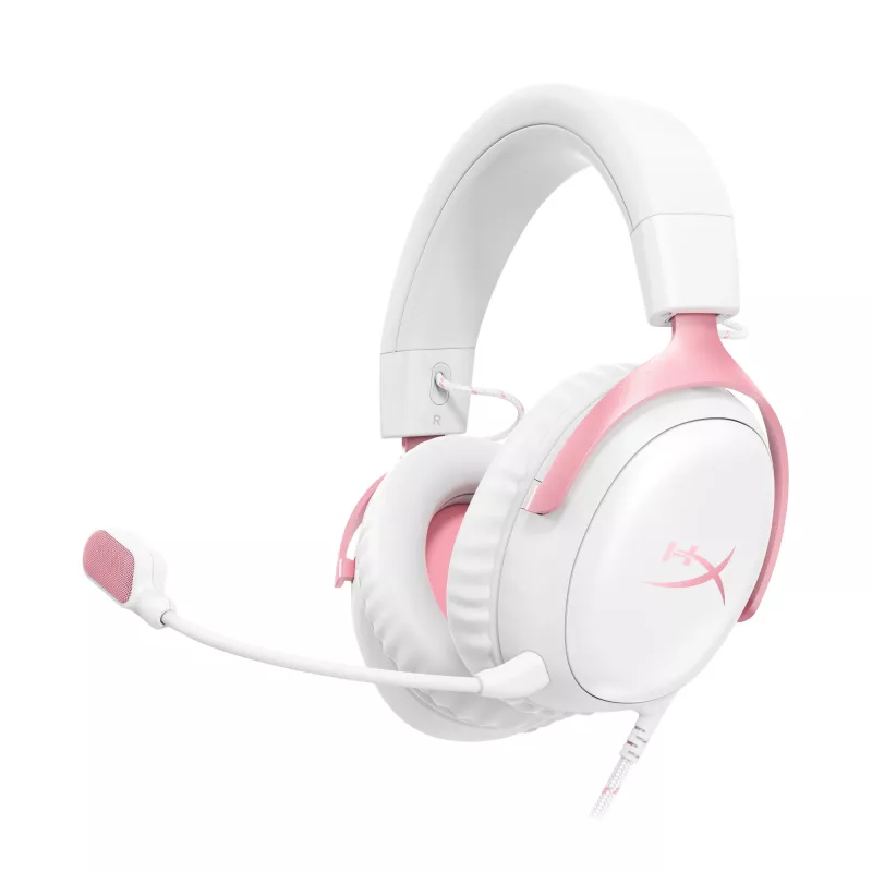 HyperX Cloud III – žaidimų ausinės (balta / rožinė)