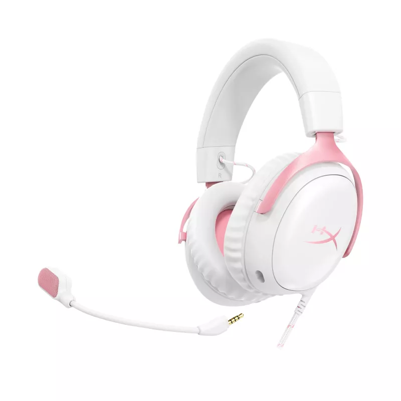 HyperX Cloud III – žaidimų ausinės (balta / rožinė)