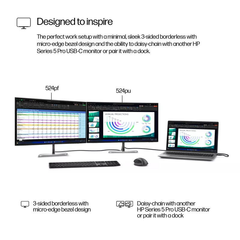 HP Series 5 Pro 23.8 col. FHD monitorius be stovo - 524pf