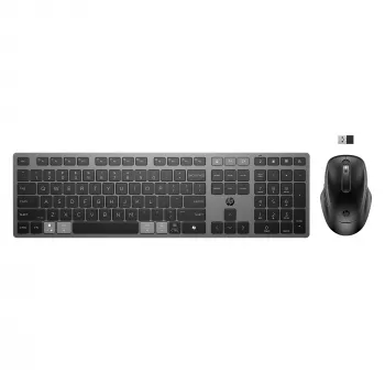 HP 725 kelių įrenginių įkraunamas belaidis klaviatūros ir pelės rinkinys, pilno dydžio belaidis Bluetooth