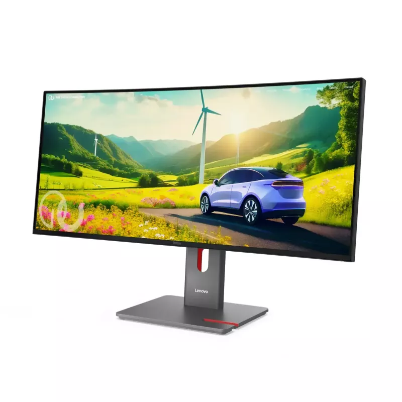 Kompiuterio monitorius Lenovo ThinkVision P34WD-40 34 col. (86,4 cm) išlenktas IPS 3440×1440 WQHD 6 ms USB-C, garsiakalbiai, VESA, juodas