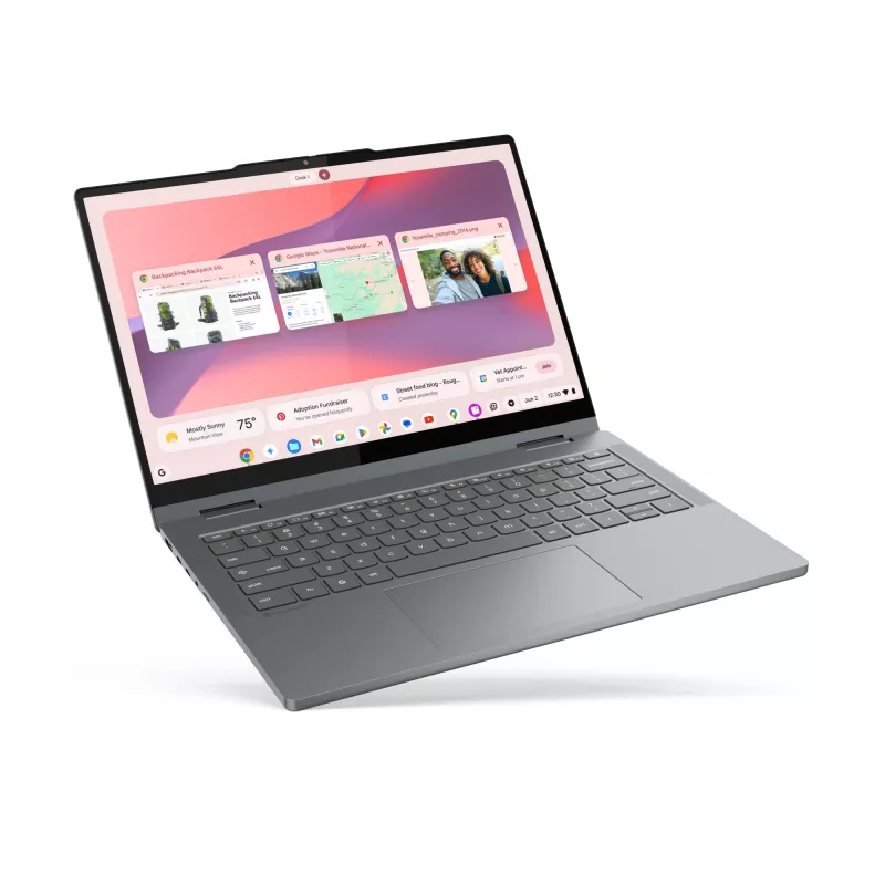 Lenovo Chrome 2in1 14IRU10 Intel Core 5 120U Chromebook 35.6 cm (14 colių) jutiklinis ekranas WUXGA 8 GB LPDDR5-SDRAM 128 GB UFS Wi-Fi 6E (802.11ax) ChromeOS anglų Pilka