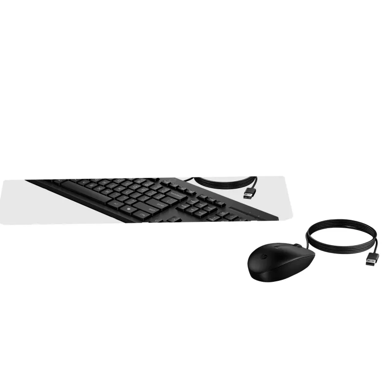 HP 225 Wired pelė and KB G2 Belgija - anglų kalba AZERTY BE - pelė - AZERTY klaviatūra, pelė įtraukta, biurui, USB, juoda