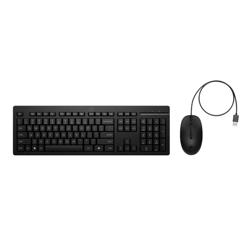 HP 225 Wired pelė and KB G2 Belgija - anglų kalba AZERTY BE - pelė - AZERTY klaviatūra, pelė įtraukta, biurui, USB, juoda